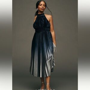 Anthropologie Pleated Halter Midi Dress